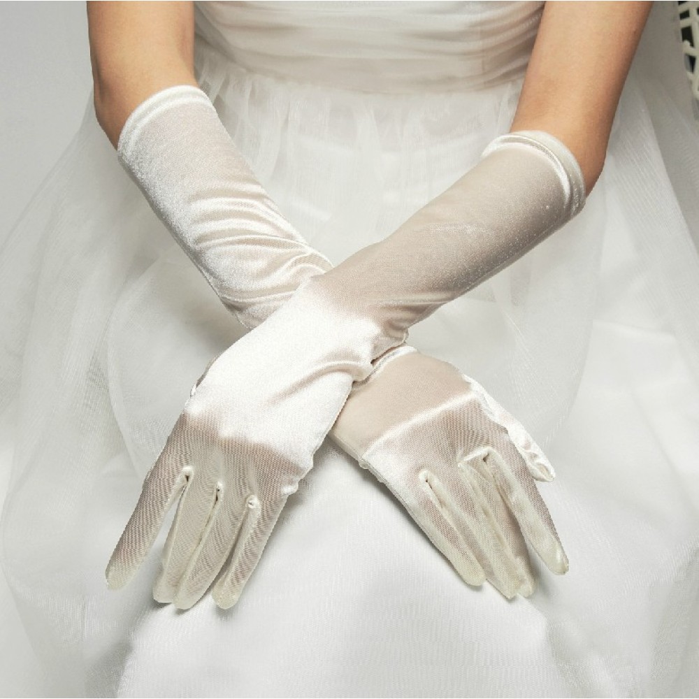 Long Romantic Wedding Bridal Gloves Stretchy Satin Sleeves Innocent Bride Cosy Gloves 2689